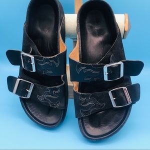 Isabel Marant Etoile black flame embossed sandal